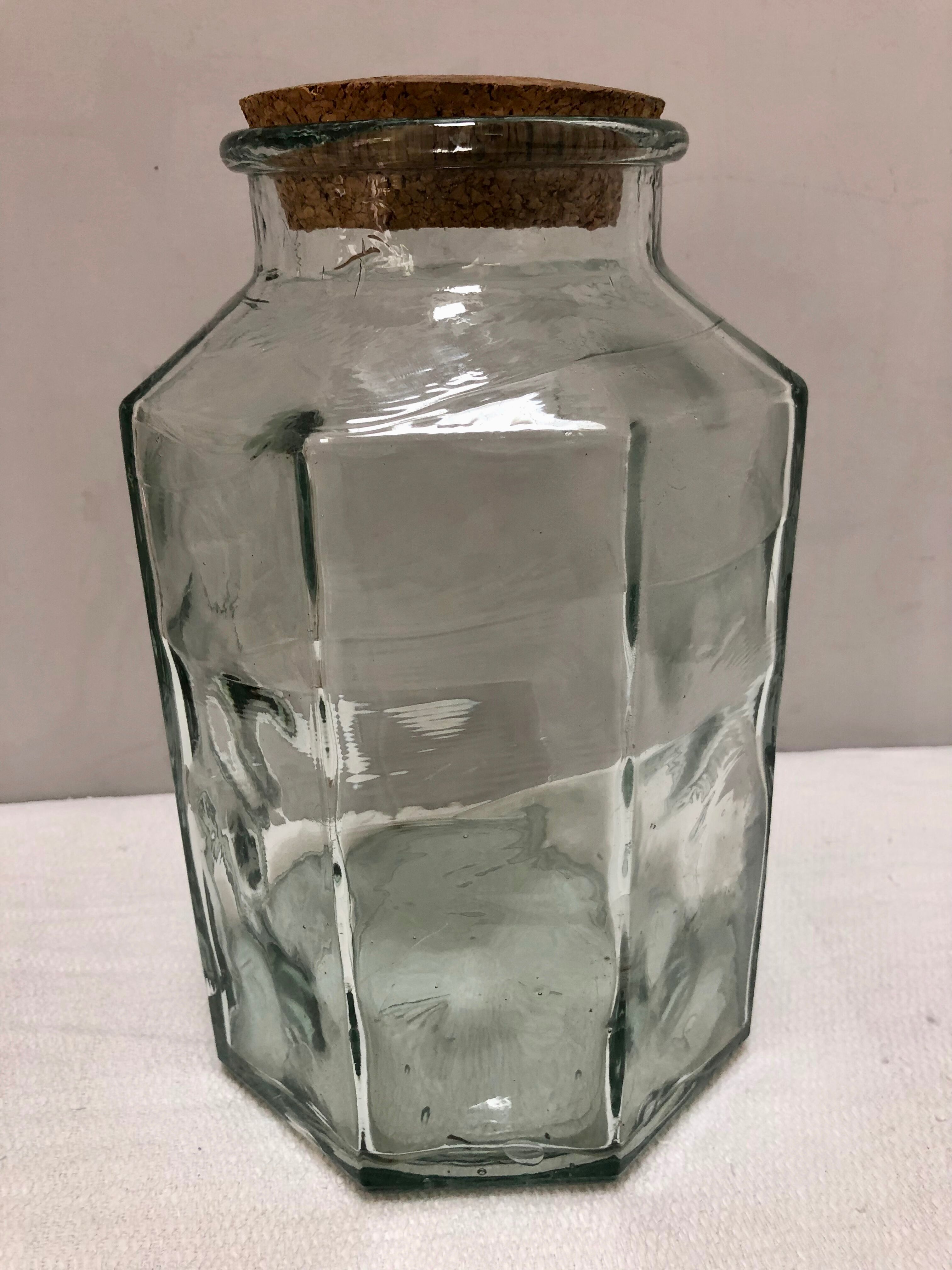 Large thick glass jar