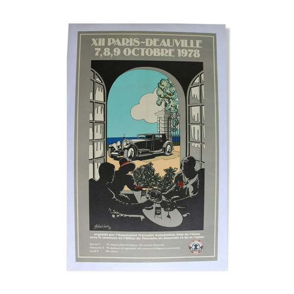 Affiche ancienne rallye paris deauville 78 automobile voisin f.f.a.e. — Beyit
