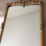 Large old mirror between two gilded pediment louis Philippe ice mercury