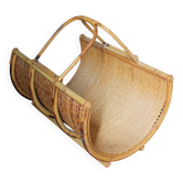 Vintage wicker log basket magazine holder