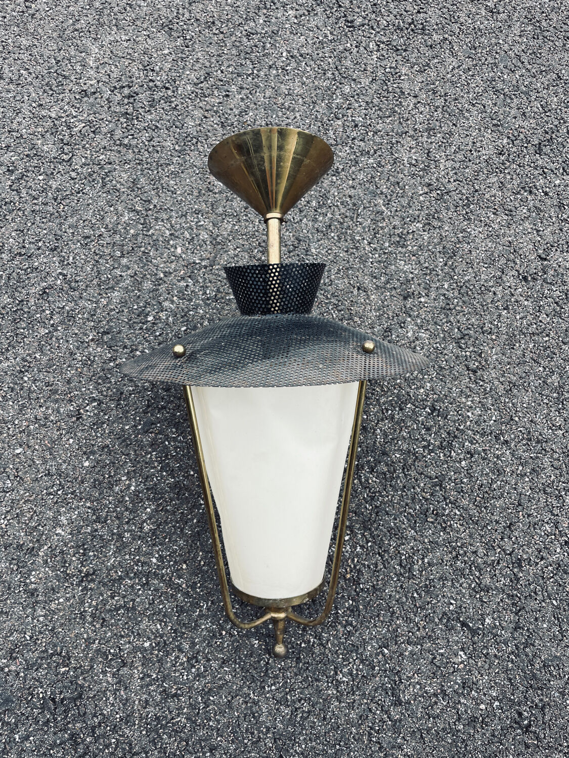 Arlus Lunel 1950 chandelier in perforated metal