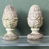 Pair of pine cones in reconstituted stone