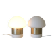 Pair of Mid Century Modern Bedside Lights Mushroom Milk Glass Lamps