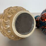 Set of 2 Multi-Color Fat Lava Op Art Pottery Vase by Bay Ceramics Germany, 1960s