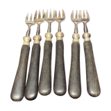 Set of 6 fish forks in their case, MAGENTIES and BROLIQUIER brand