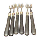 Set of 6 fish forks in their case, MAGENTIES and BROLIQUIER brand