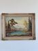Vintage original landscape oil painting, framed mountain river art