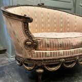 Small Sofa / Marquise From the Napoleon III Period in Waxed Wood in Louis XVI Style