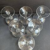 6 Blown and Cut Champagne Glasses