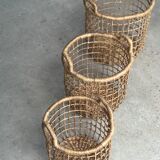 Trio de paniers en jonc de mer ajourés