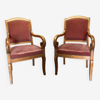 Pair of Louis Philippe cherry armchairs