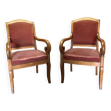 Pair of Louis Philippe cherry armchairs