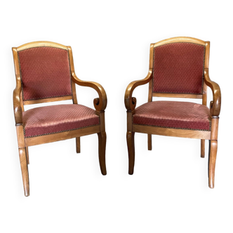 Pair of Louis Philippe cherry armchairs