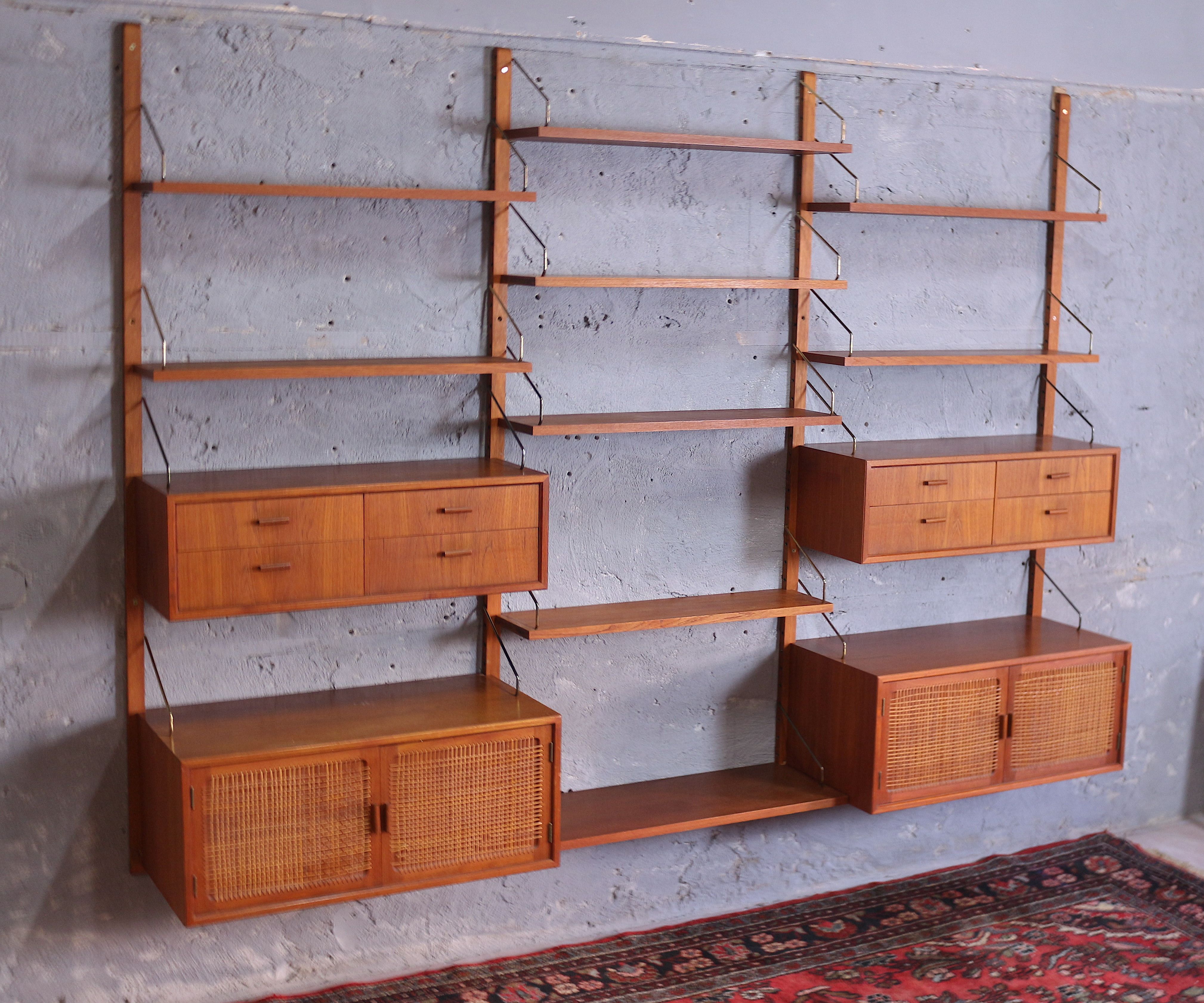 Mid century teak wall unit by Gustav Bahus, Norway 1960's