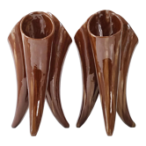 Pair of vases with 3 vintage horns 1960