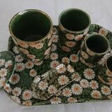 6-piece smoking service of enamelled earthenware