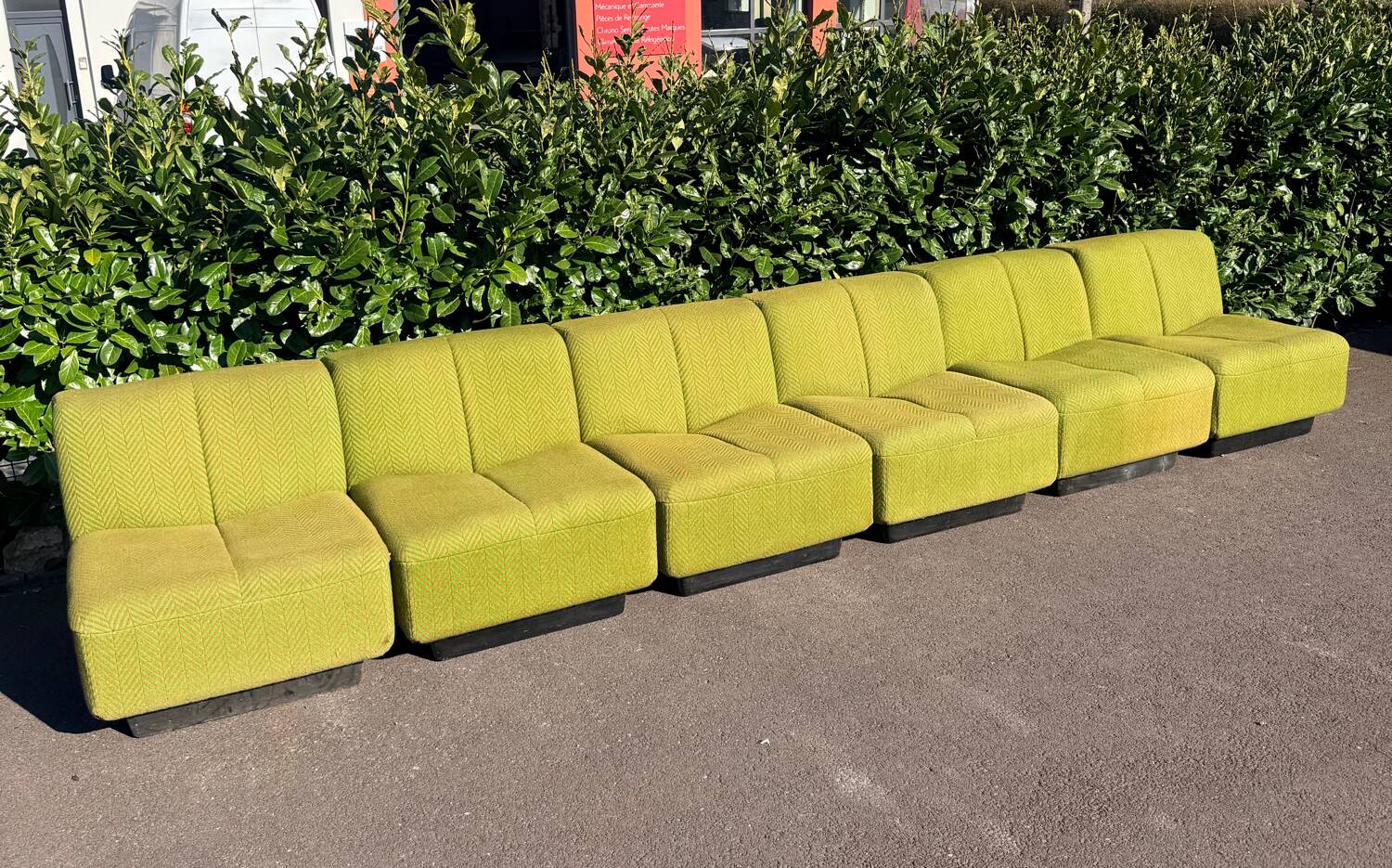 Set of 6 modular vintage Space Age armchairs - Green & Orange