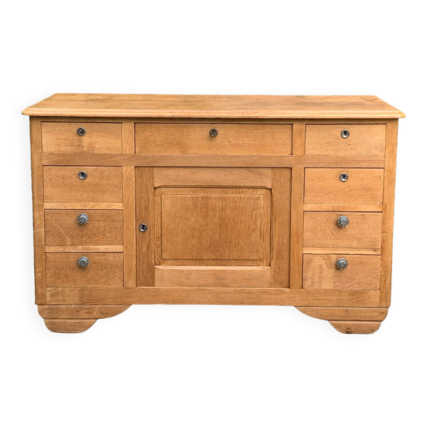 Buffet 9 tiroirs art déco chêne brut massif