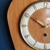 Clock formica vintage asymmetrical silent wall clock "Etling wood"