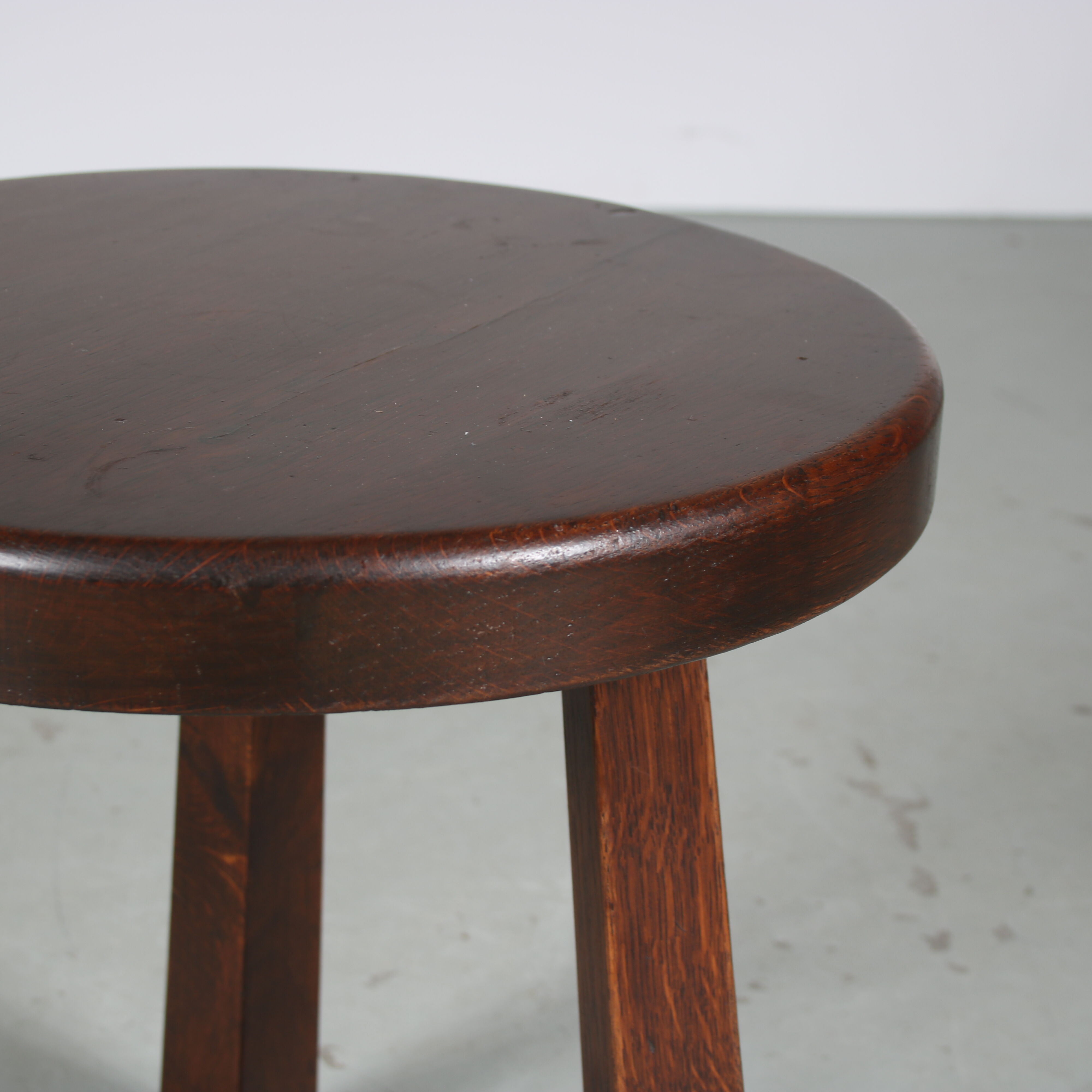 1970s brutalist oak stool from the netherlands
