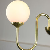 Lustre doré vintage en verre opalin