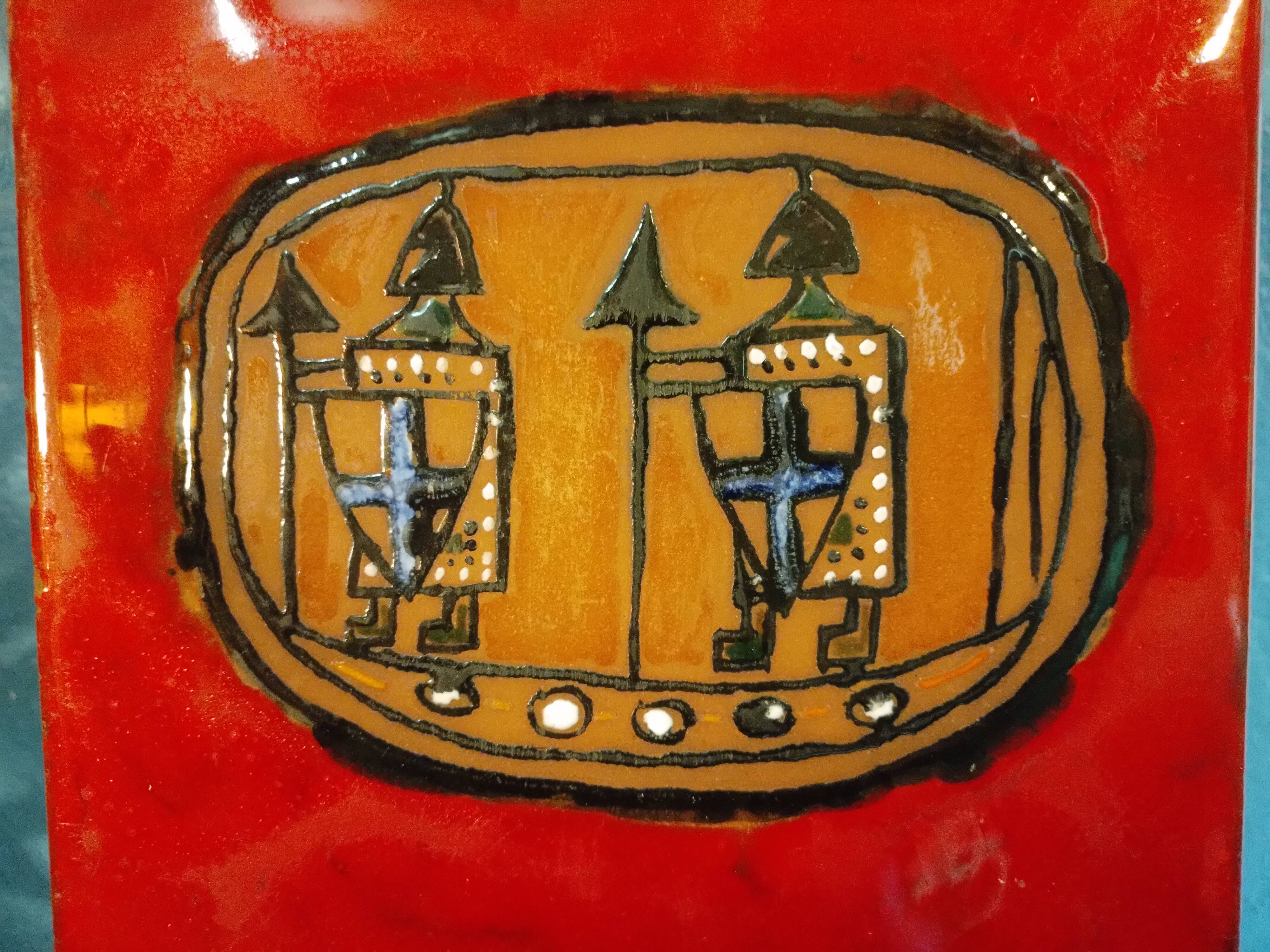 Ceramic tile "Templars" Italy 1960s