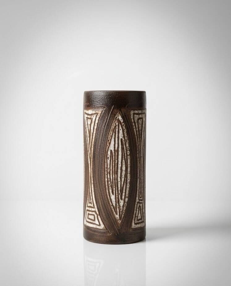 Small soliflore vase in glazed ceramic by Alexandre Kostanda – Vallauris,
