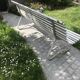 White metal Garden Bench and wooden slats 1970