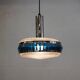 Vintage Chrome & Blue Pendant Lamp - 1970s Massive Belgium Lighting