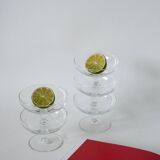 set of 5 engraved crystal champagne glasses 1950 9 x 6.5 cm