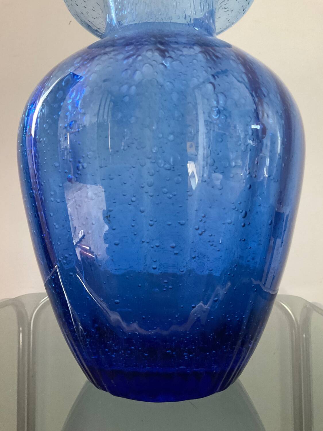 Vase vintage en verre bullé