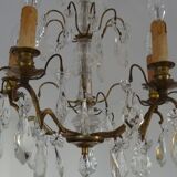 Bronze and crystal chandelier five arms of light, 19th century