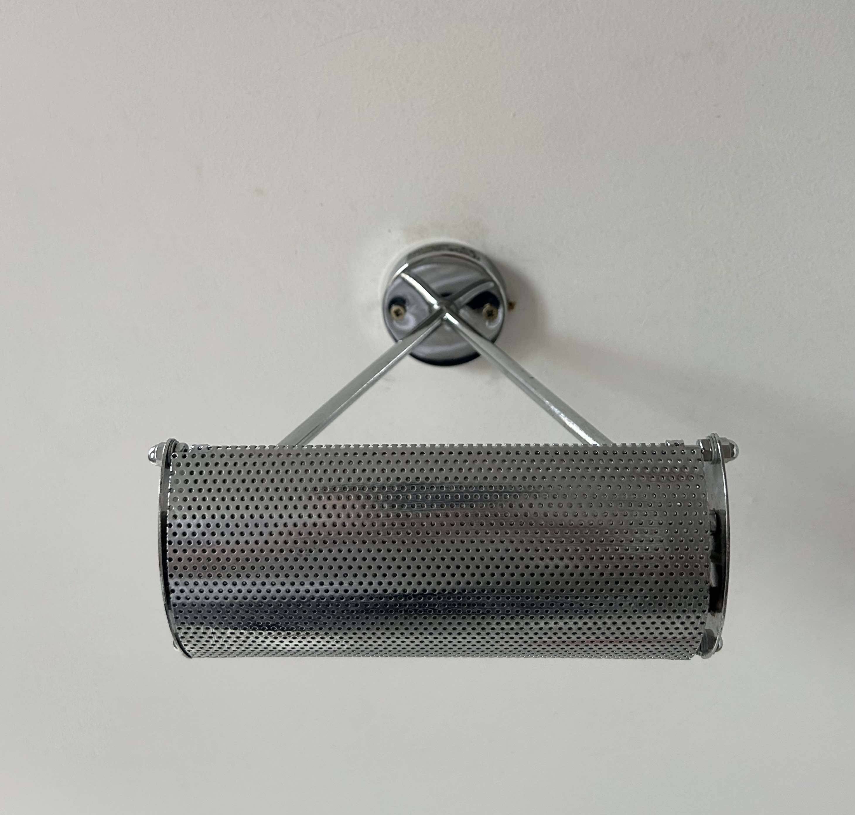 Pair of vintage adjustable wall lights, chromed metal, France 1970