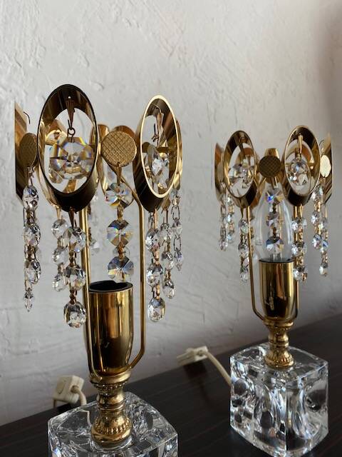 Pair of crystal lamps from the 80s