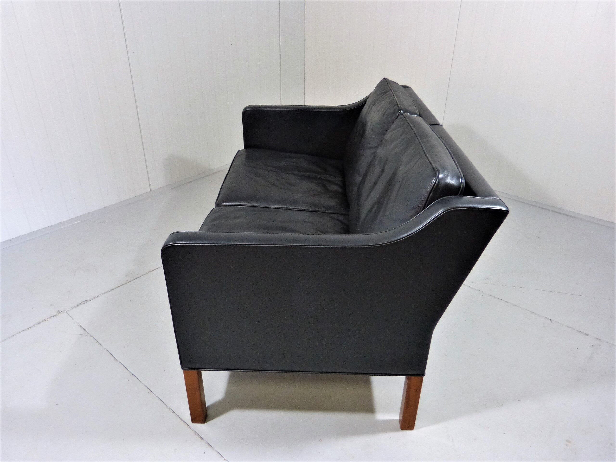 Black leather sofa by Børge Mogensen for Fredericia, Denmark