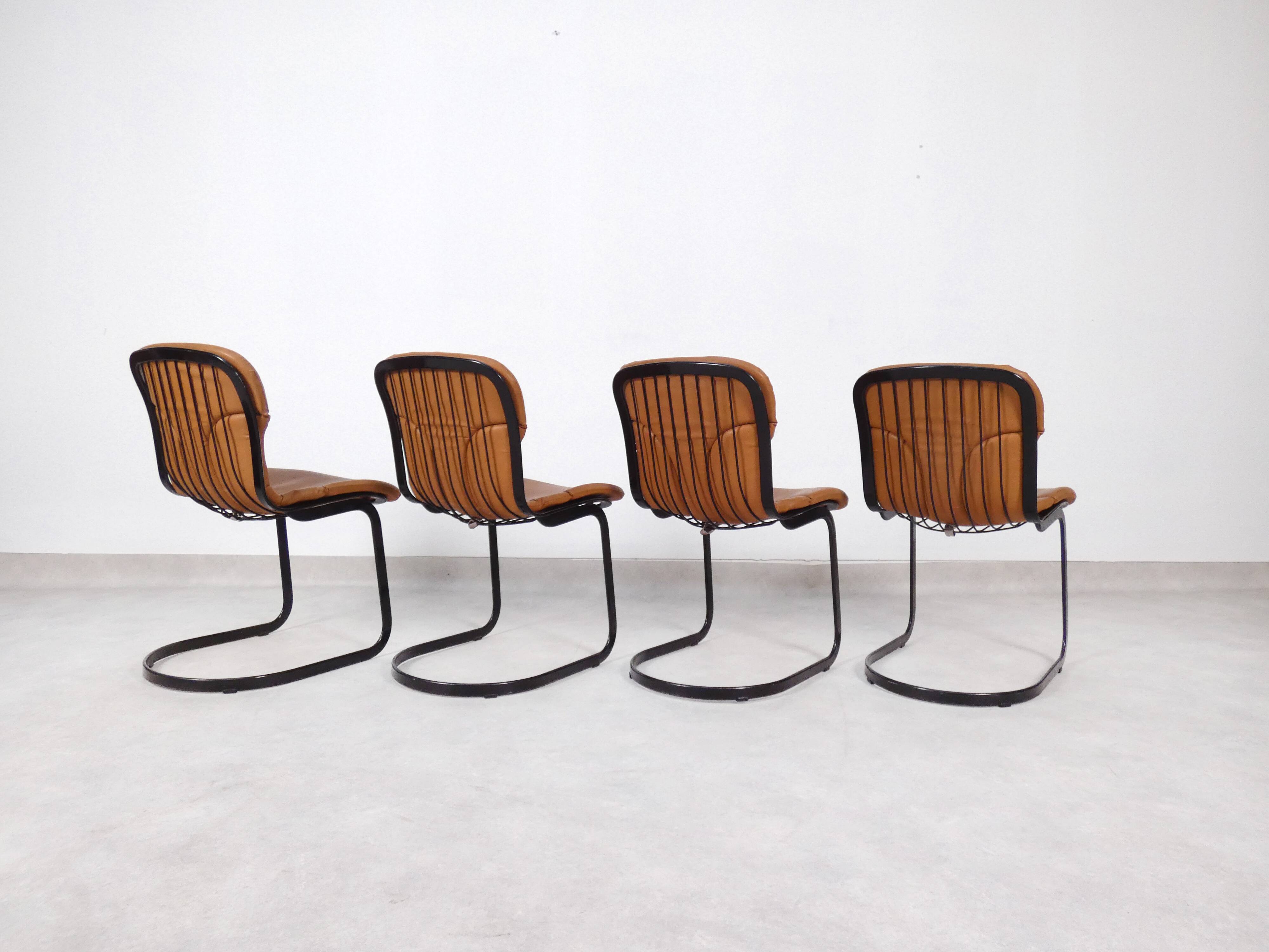 Chaises Willy Rizzo pour Cidue Italie - cuir