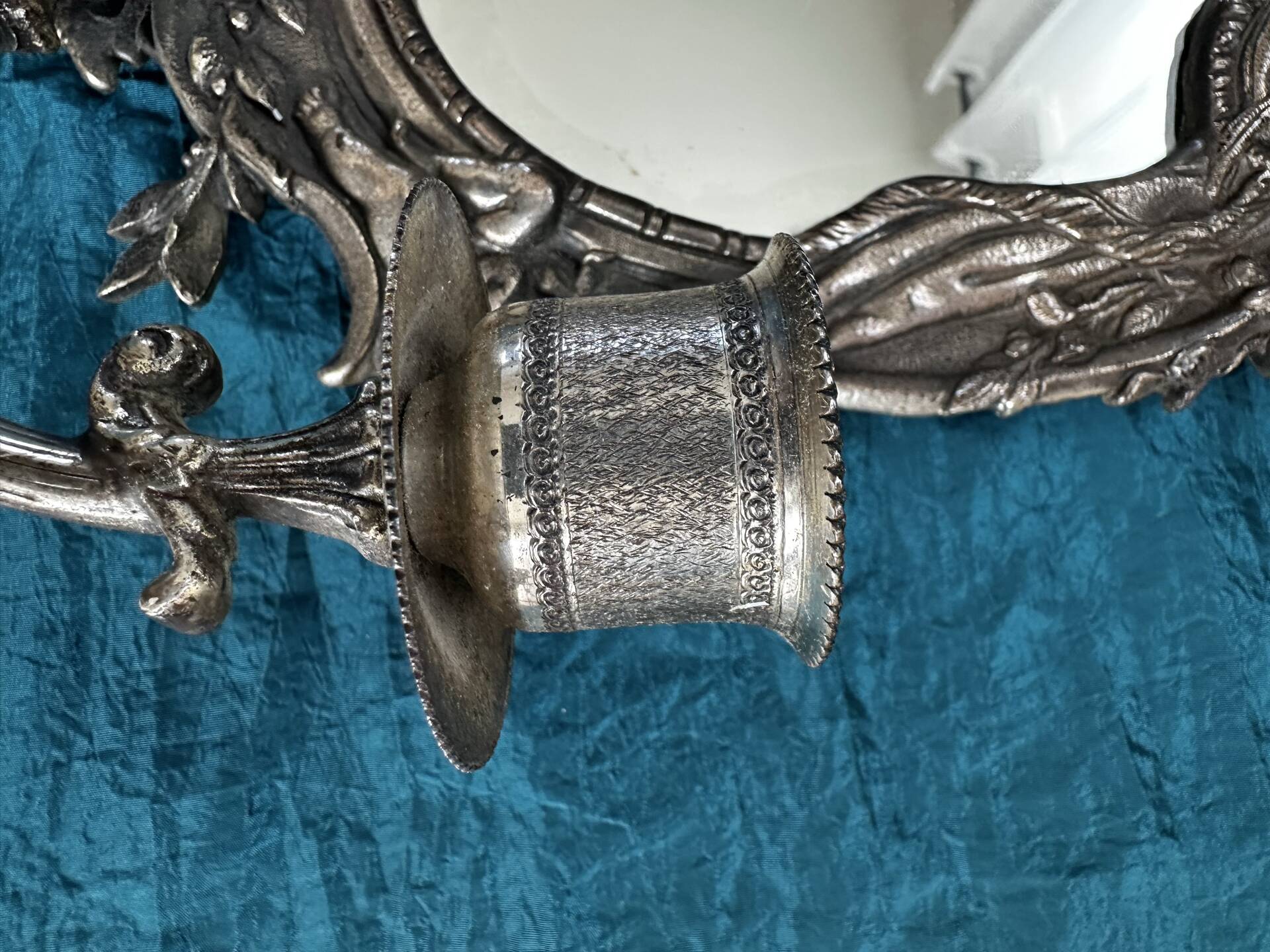 Rare pair of mirror sconces with putti. Napoleon III / Art Nouveau ~