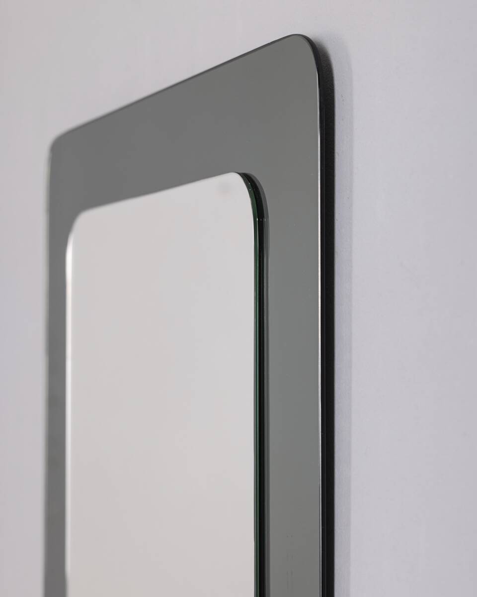 Vintage 1970s Wall Mirror in Smoked Glass, Italian Design