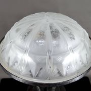 Important Art Deco Wrought Iron Lamp with Starry Glass Dome, c. 1930