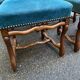 6 Louis XIII chairs, solid wood, sheep bone, and blue velvet, 19th century