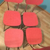 Series of 4 vintage chairs in red Formica year 1960
