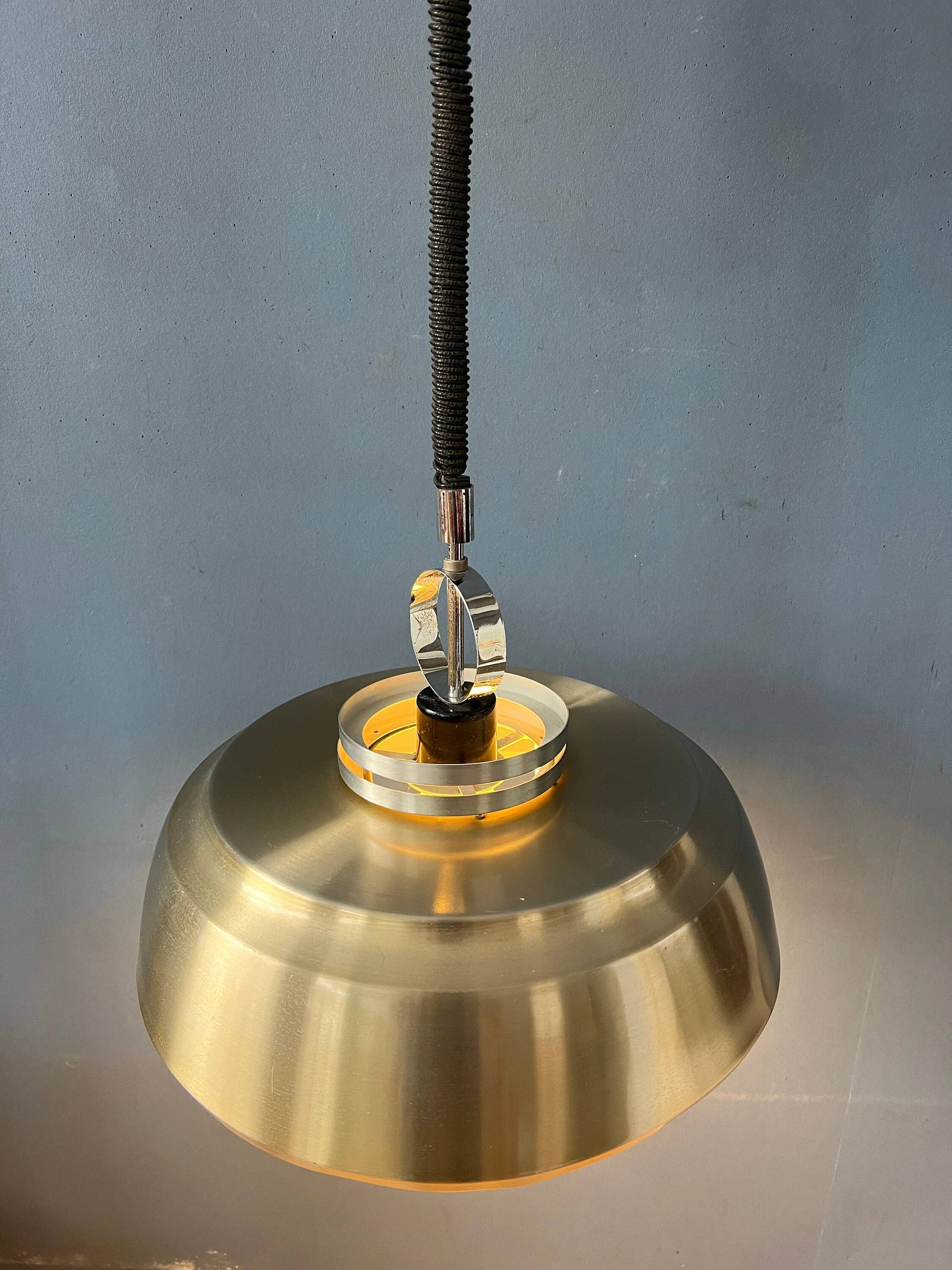 Mid-Century aluminium pendant with orange lacquer