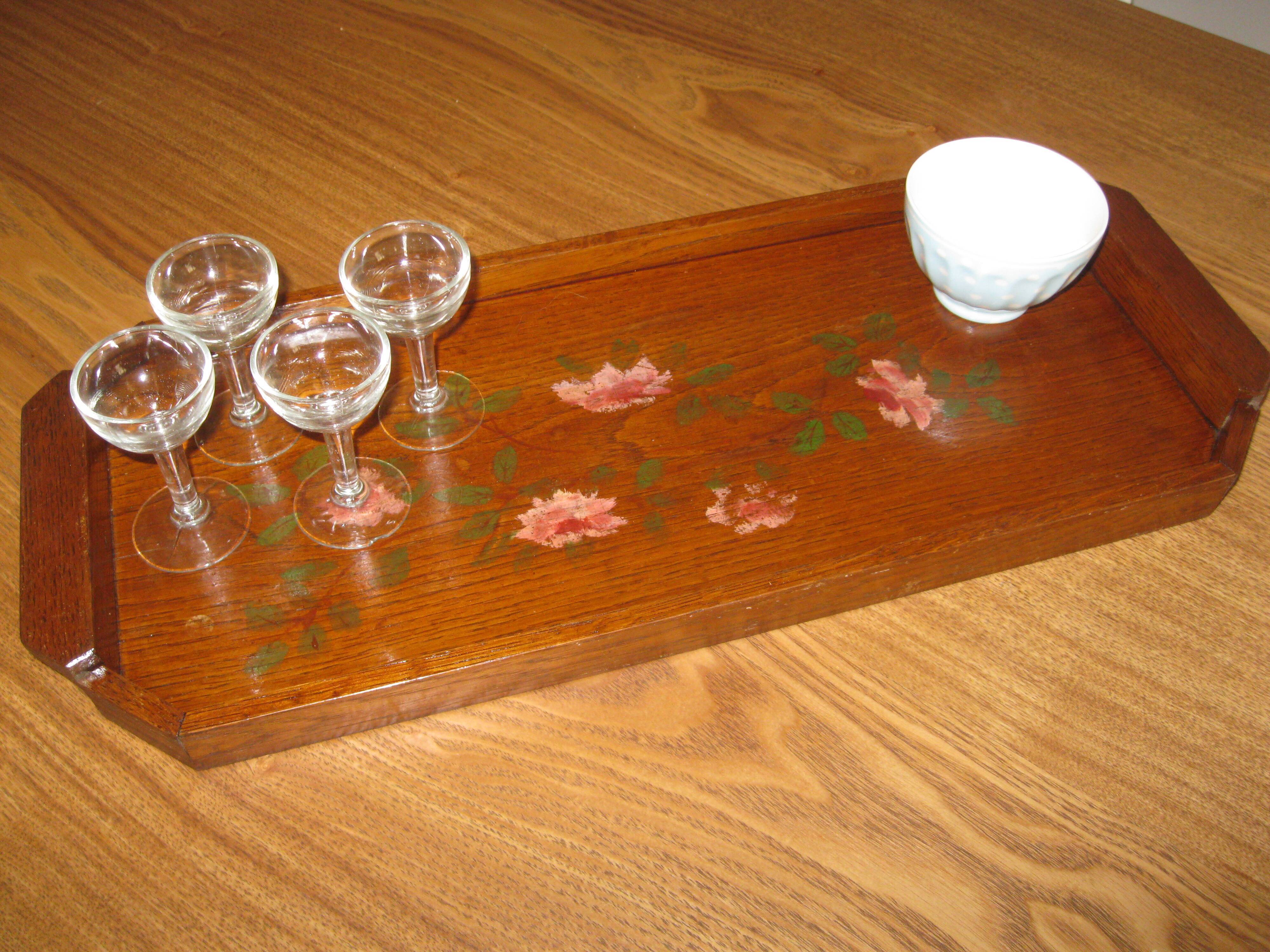 Wooden wooden art deco painted flowers