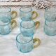 Antique Georges Sand blue and amber liqueur set - 12 glasses and tray
