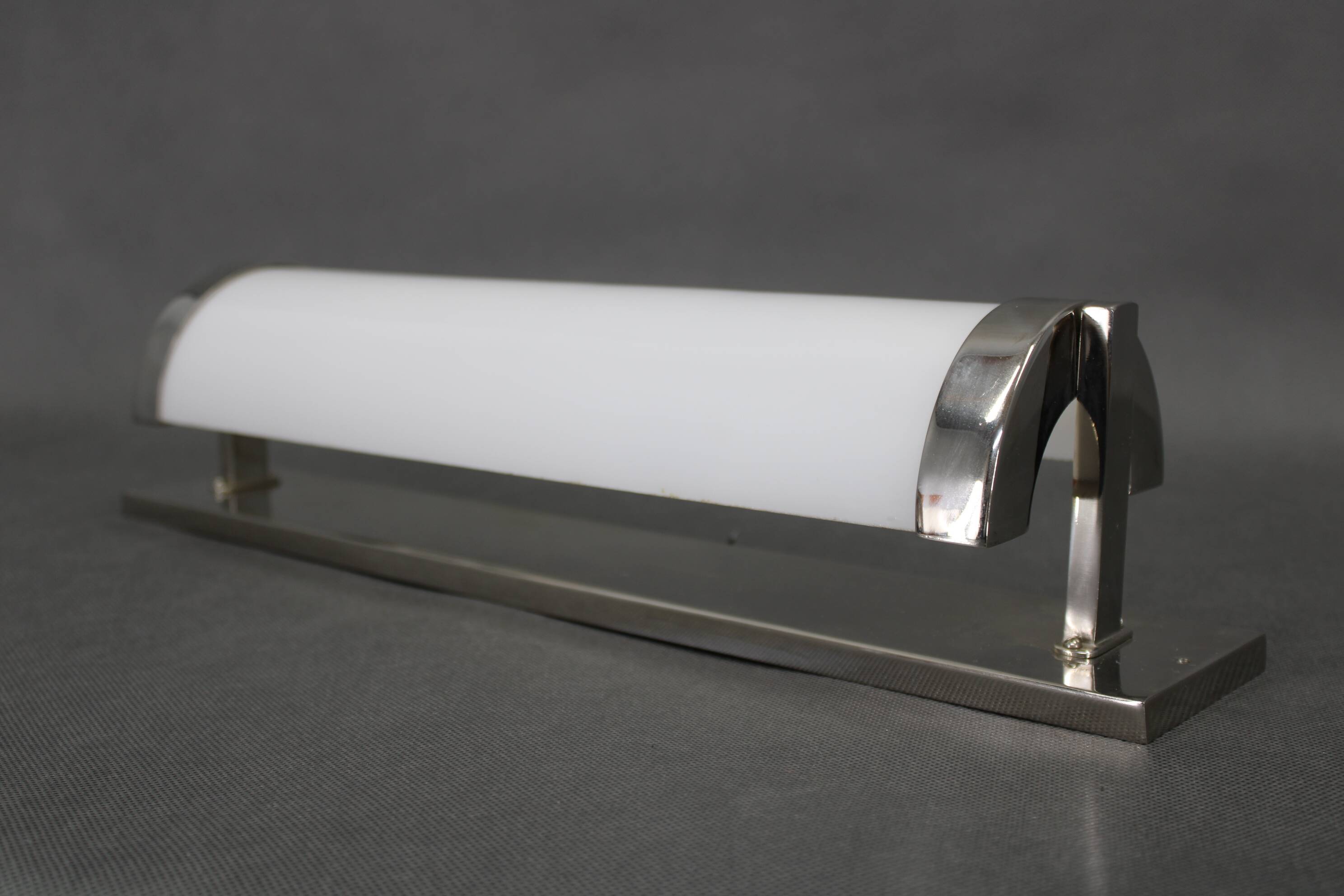 Czechoslovak Art Deco chrome wall light with milk glass, 1930s