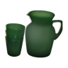 Vintage green pitcher with 3 cups