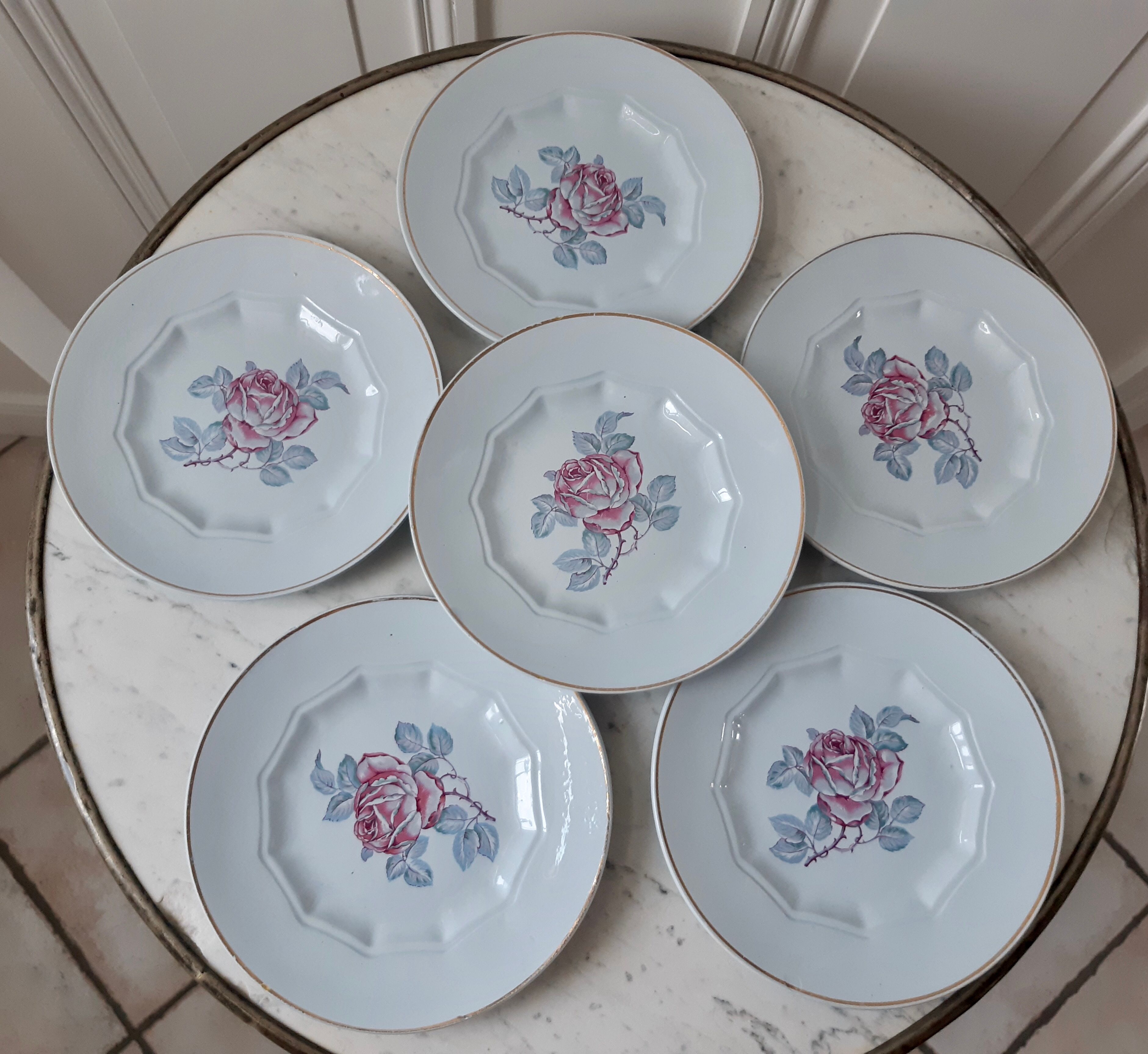 Set of 6 dessert plates Montereau early twentieth century.