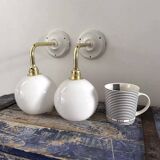 Pair of white opaline sconces