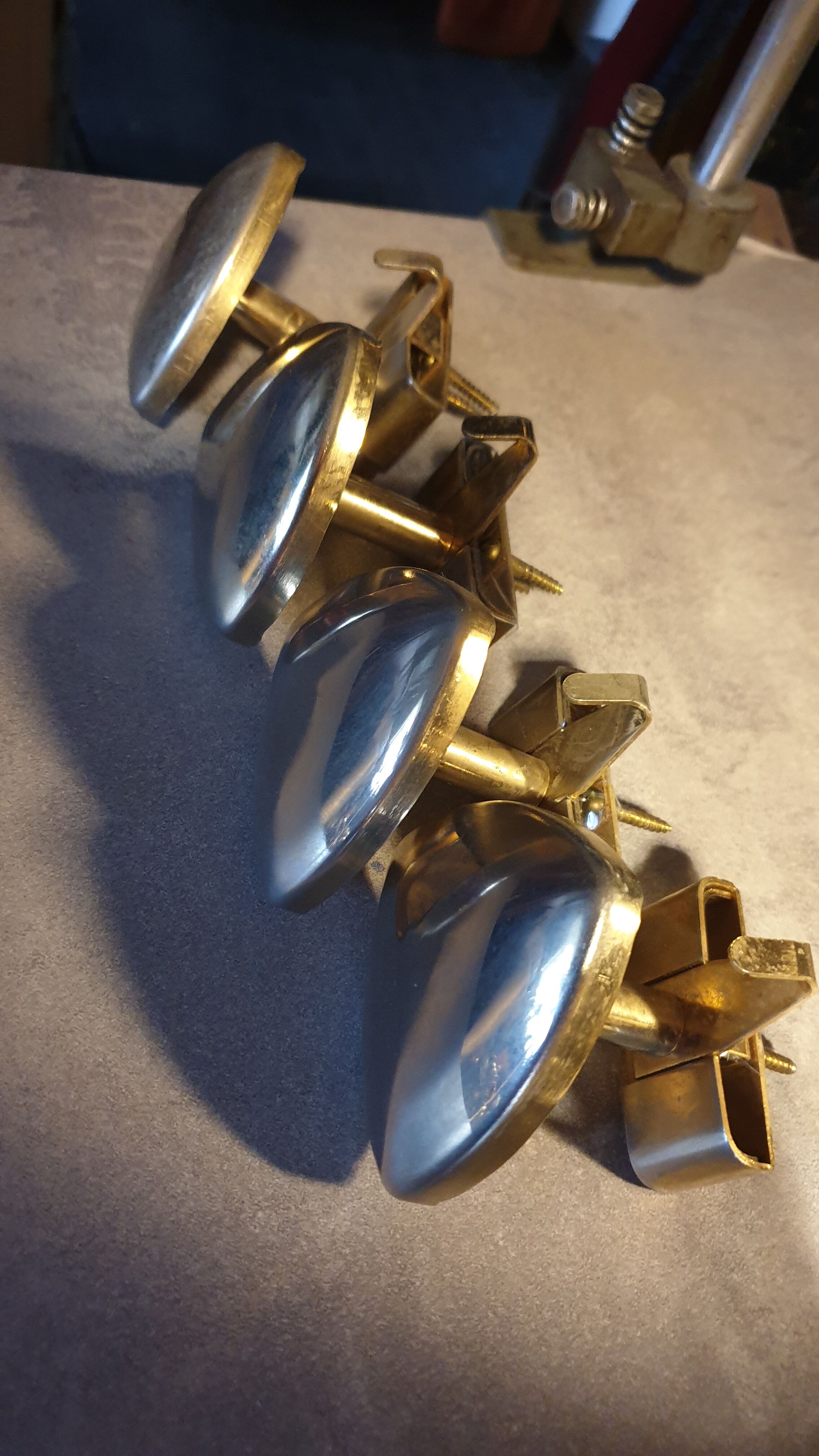 4 coat hooks in stainless steel seventies period