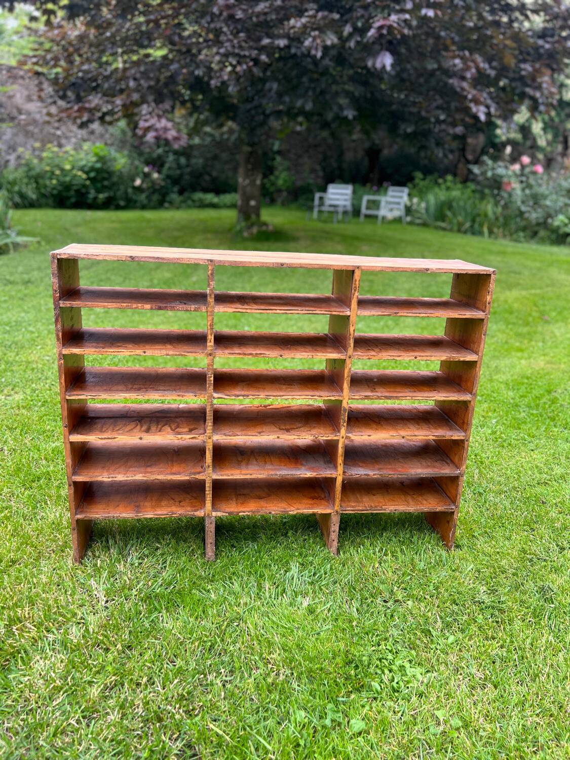 Antique wooden locker storage unit